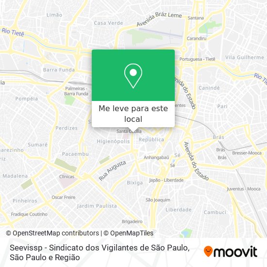 Seevissp - Sindicato dos Vigilantes de São Paulo mapa