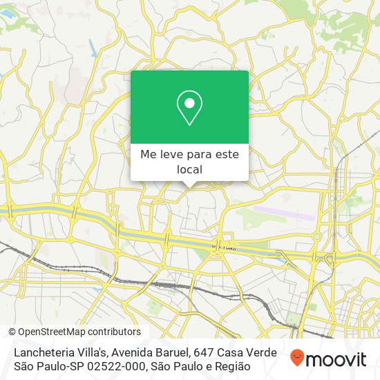Lancheteria Villa's, Avenida Baruel, 647 Casa Verde São Paulo-SP 02522-000 mapa