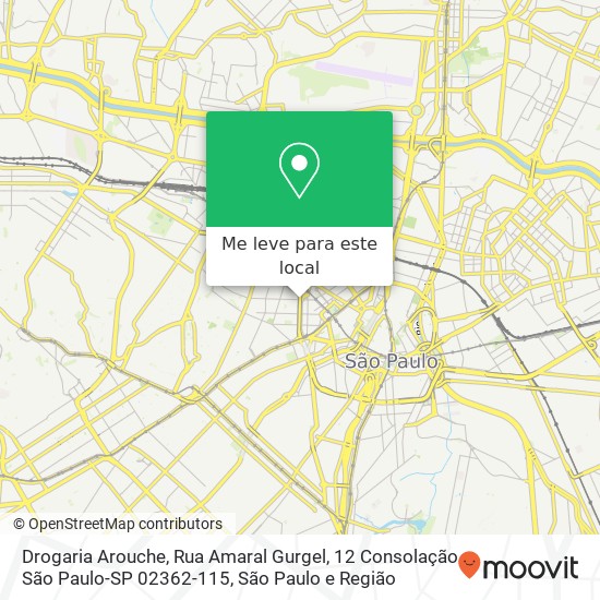 Drogaria Arouche, Rua Amaral Gurgel, 12 Consolação São Paulo-SP 02362-115 mapa