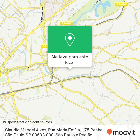 Claudio Manoel Alves, Rua Maria Emília, 175 Penha São Paulo-SP 03638-030 mapa