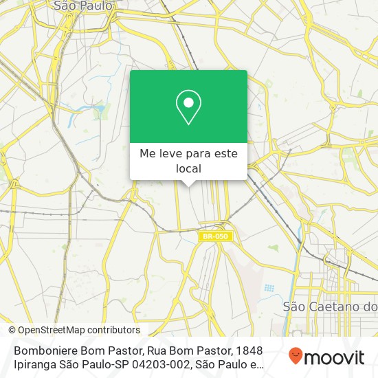 Bomboniere Bom Pastor, Rua Bom Pastor, 1848 Ipiranga São Paulo-SP 04203-002 mapa