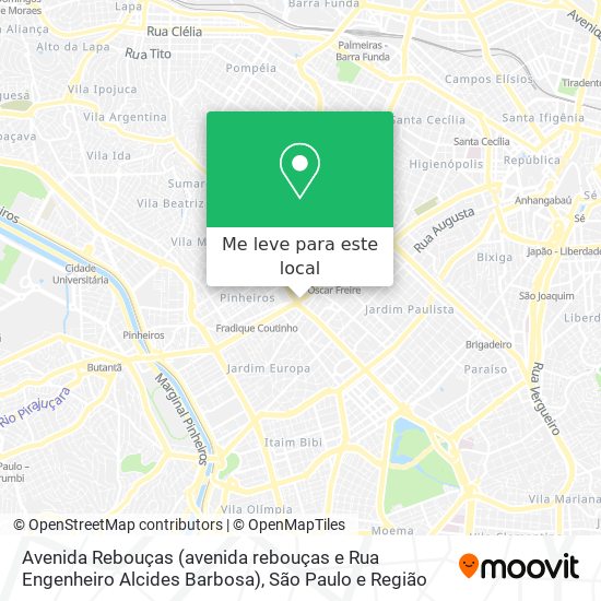 Avenida Rebouças (avenida rebouças e Rua Engenheiro Alcides Barbosa) mapa