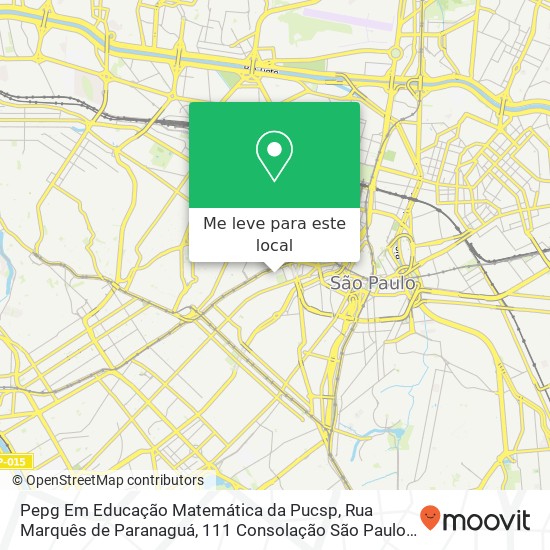 Pepg Em Educação Matemática da Pucsp, Rua Marquês de Paranaguá, 111 Consolação São Paulo-SP 01303-050 mapa