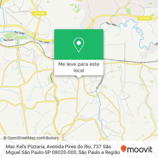 Mac Kel's Pizzaria, Avenida Pires do Rio, 737 São Miguel São Paulo-SP 08020-000 mapa