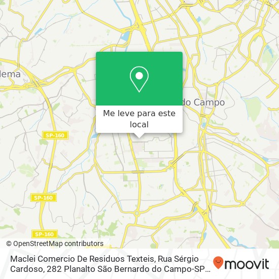 Maclei Comercio De Residuos Texteis, Rua Sérgio Cardoso, 282 Planalto São Bernardo do Campo-SP 09895-020 mapa