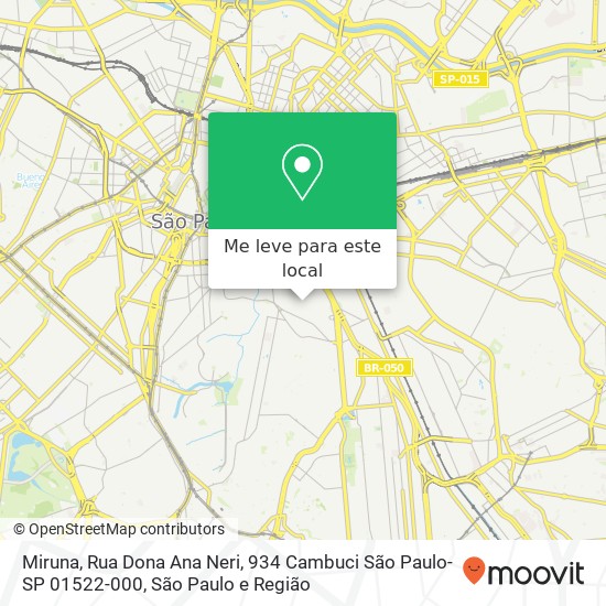 Miruna, Rua Dona Ana Neri, 934 Cambuci São Paulo-SP 01522-000 mapa