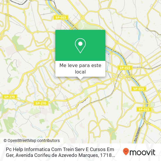 Pc Help Informatica Com Trein Serv E Cursos Em Ger, Avenida Corifeu de Azevedo Marques, 1718 Butantã São Paulo-SP 05582-001 mapa