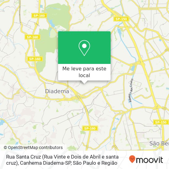Rua Santa Cruz (Rua Vinte e Dois de Abril e santa cruz), Canhema Diadema-SP mapa