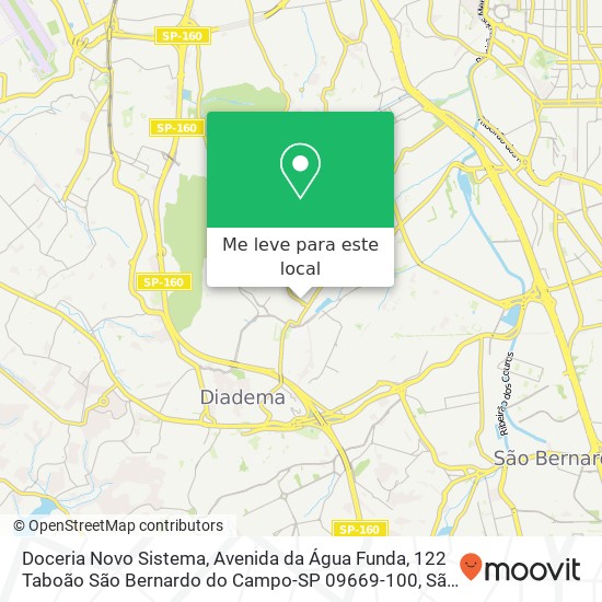 Doceria Novo Sistema, Avenida da Água Funda, 122 Taboão São Bernardo do Campo-SP 09669-100 mapa