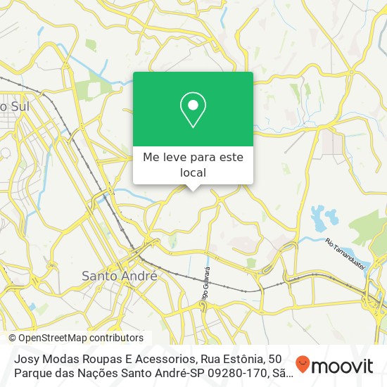 Josy Modas Roupas E Acessorios, Rua Estônia, 50 Parque das Nações Santo André-SP 09280-170 mapa