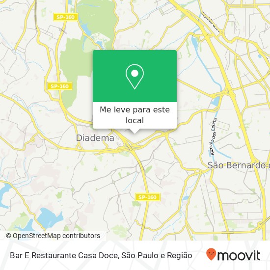 Bar E Restaurante Casa Doce, Rua Vinte e Quatro de Maio, 45 Canhema Diadema-SP 09941-510 mapa