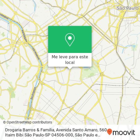 Drogaria Barros & Familia, Avenida Santo Amaro, 560 Itaim Bibi São Paulo-SP 04506-000 mapa