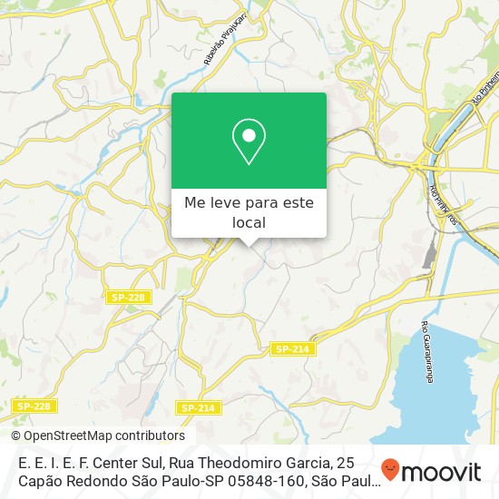 E. E. I. E. F. Center Sul, Rua Theodomiro Garcia, 25 Capão Redondo São Paulo-SP 05848-160 mapa