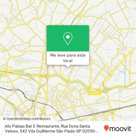 Alo Paixao Bar E Restaurante, Rua Dona Santa Veloso, 542 Vila Guilherme São Paulo-SP 02050-000 mapa