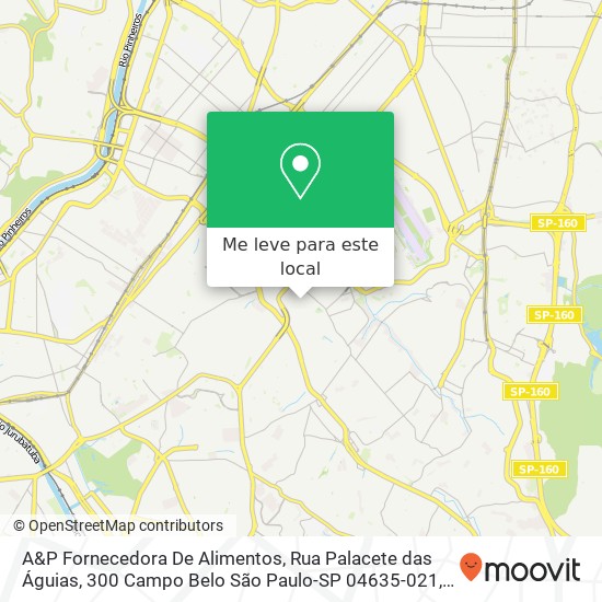 A&P Fornecedora De Alimentos, Rua Palacete das Águias, 300 Campo Belo São Paulo-SP 04635-021 mapa