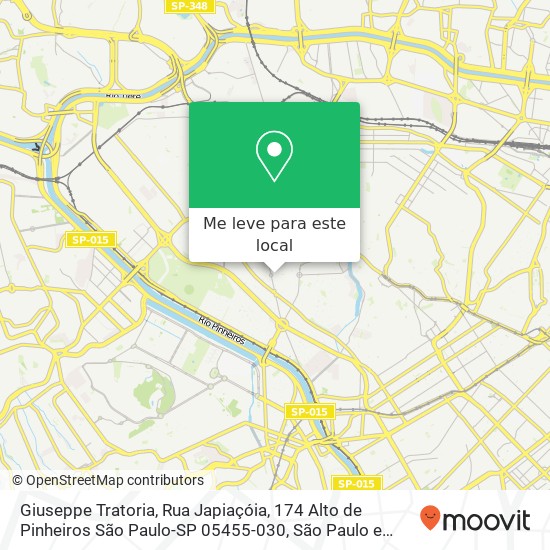 Giuseppe Tratoria, Rua Japiaçóia, 174 Alto de Pinheiros São Paulo-SP 05455-030 mapa
