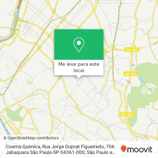 Coema Química, Rua Jorge Duprat Figueiredo, 706 Jabaquara São Paulo-SP 04361-000 mapa