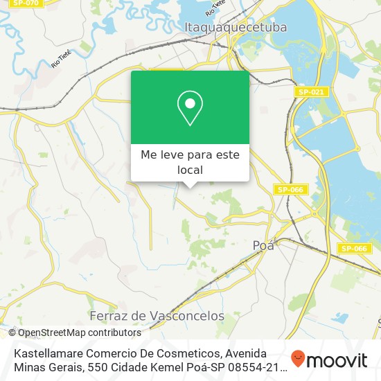 Kastellamare Comercio De Cosmeticos, Avenida Minas Gerais, 550 Cidade Kemel Poá-SP 08554-210 mapa
