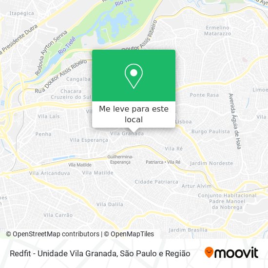 Redfit - Unidade Vila Granada mapa
