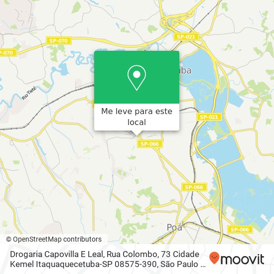 Drogaria Capovilla E Leal, Rua Colombo, 73 Cidade Kemel Itaquaquecetuba-SP 08575-390 mapa