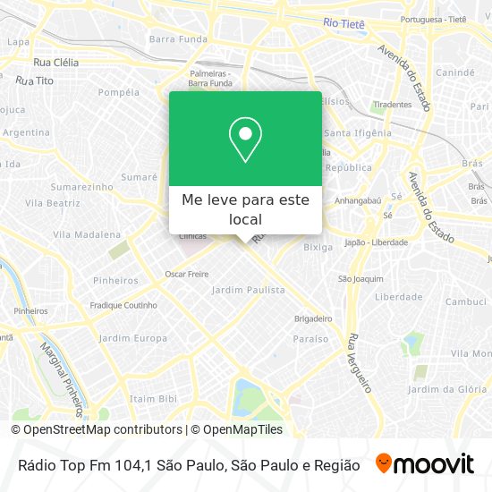 Rádio Top Fm 104,1 São Paulo mapa