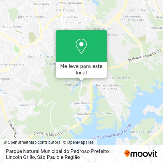 Parque Natural Municipal do Pedroso Prefeito Lincoln Grillo mapa
