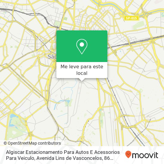 Algiscar Estacionamento Para Autos E Acessorios Para Veiculo, Avenida Lins de Vasconcelos, 86 Cambuci São Paulo-SP 01537-000 mapa