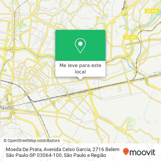 Moeda De Prata, Avenida Celso Garcia, 2716 Belém São Paulo-SP 03064-100 mapa