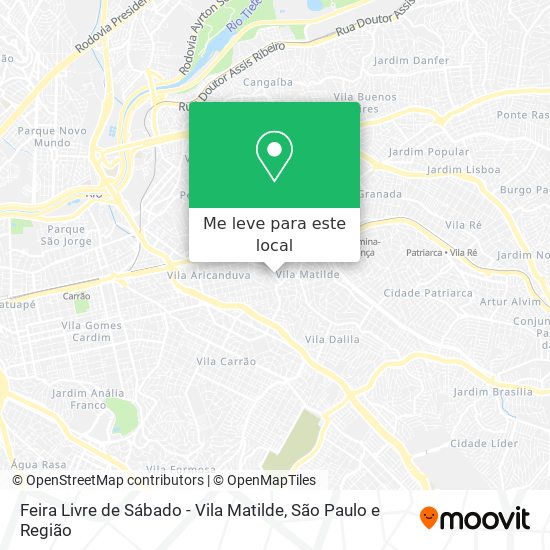 Feira Livre de Sábado - Vila Matilde mapa