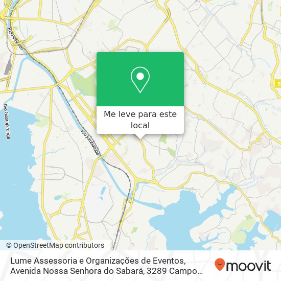 Lume Assessoria e Organizações de Eventos, Avenida Nossa Senhora do Sabará, 3289 Campo Grande São Paulo-SP 04447-020 mapa