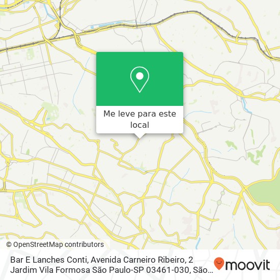Bar E Lanches Conti, Avenida Carneiro Ribeiro, 2 Jardim Vila Formosa São Paulo-SP 03461-030 mapa
