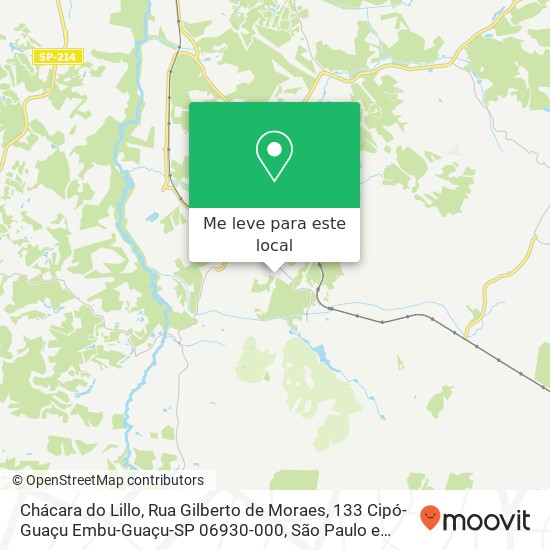 Chácara do Lillo, Rua Gilberto de Moraes, 133 Cipó-Guaçu Embu-Guaçu-SP 06930-000 mapa