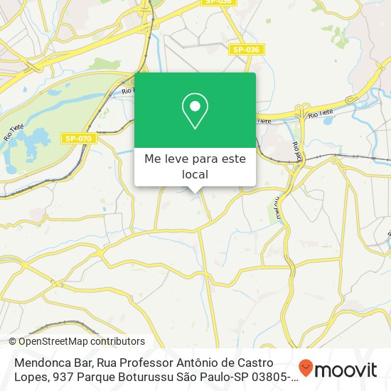 Mendonca Bar, Rua Professor Antônio de Castro Lopes, 937 Parque Boturussu São Paulo-SP 03805-080 mapa