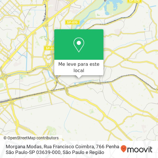 Morgana Modas, Rua Francisco Coimbra, 766 Penha São Paulo-SP 03639-000 mapa