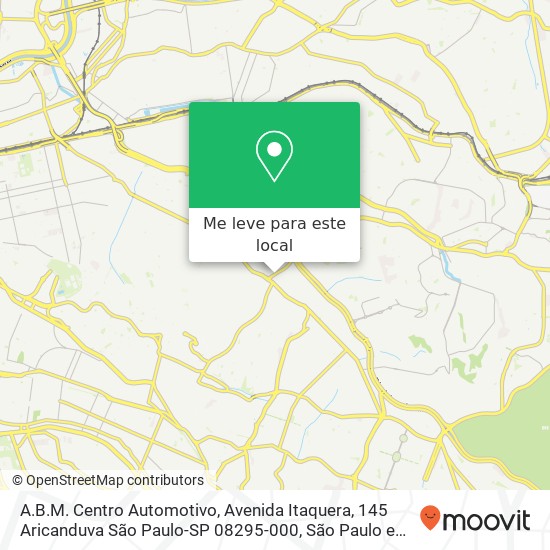 A.B.M. Centro Automotivo, Avenida Itaquera, 145 Aricanduva São Paulo-SP 08295-000 mapa