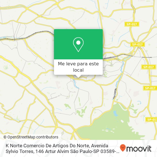 K Norte Comercio De Artigos Do Norte, Avenida Sylvio Torres, 146 Artur Alvim São Paulo-SP 03589-010 mapa