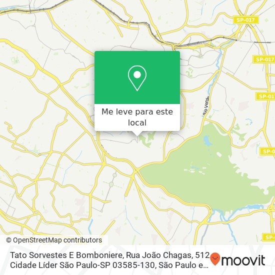 Tato Sorvestes E Bomboniere, Rua João Chagas, 512 Cidade Líder São Paulo-SP 03585-130 mapa