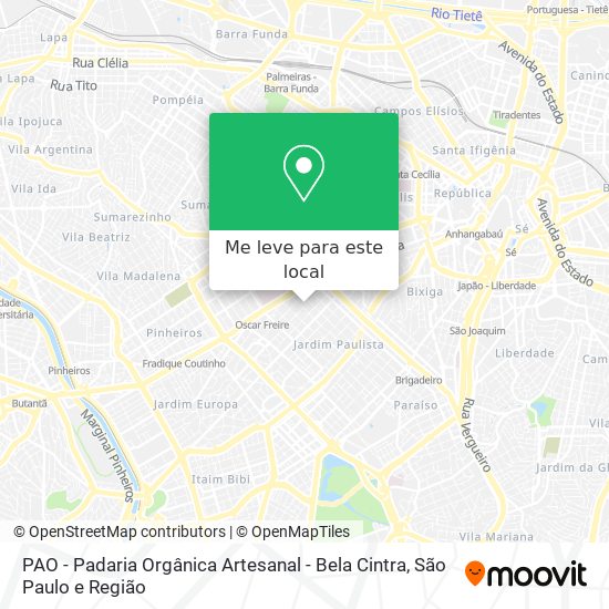 PAO - Padaria Orgânica Artesanal - Bela Cintra mapa