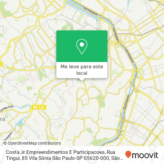 Costa Jr Empreendimentos E Participacoes, Rua Tingui, 85 Vila Sônia São Paulo-SP 05620-000 mapa
