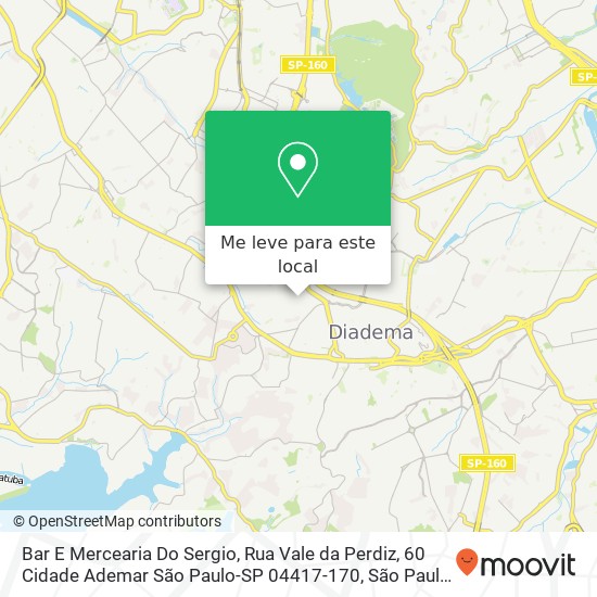 Bar E Mercearia Do Sergio, Rua Vale da Perdiz, 60 Cidade Ademar São Paulo-SP 04417-170 mapa