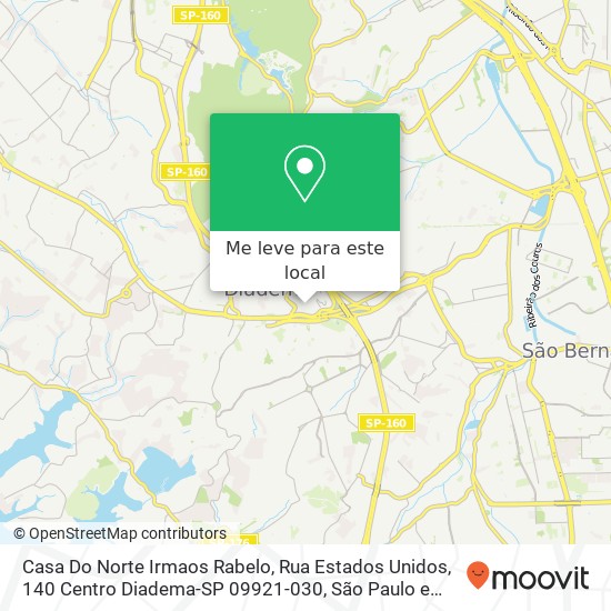 Casa Do Norte Irmaos Rabelo, Rua Estados Unidos, 140 Centro Diadema-SP 09921-030 mapa