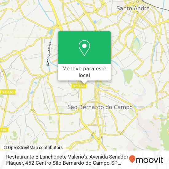 Restaurante E Lanchonete Valerio's, Avenida Senador Fláquer, 452 Centro São Bernardo do Campo-SP 09725-440 mapa