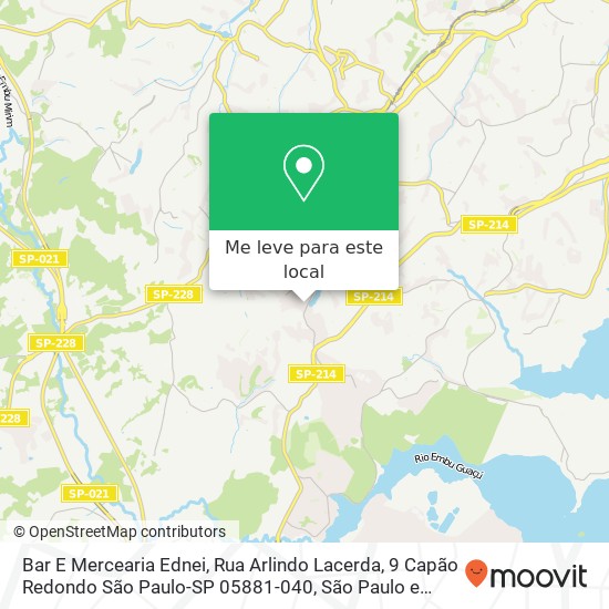 Bar E Mercearia Ednei, Rua Arlindo Lacerda, 9 Capão Redondo São Paulo-SP 05881-040 mapa