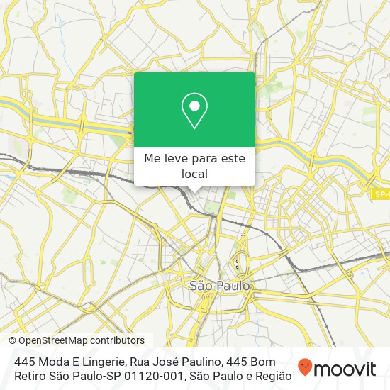 445 Moda E Lingerie, Rua José Paulino, 445 Bom Retiro São Paulo-SP 01120-001 mapa