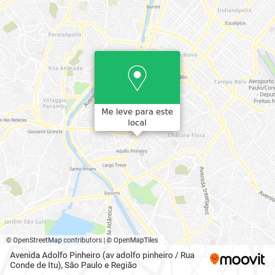 Avenida Adolfo Pinheiro (av adolfo pinheiro / Rua Conde de Itu) mapa