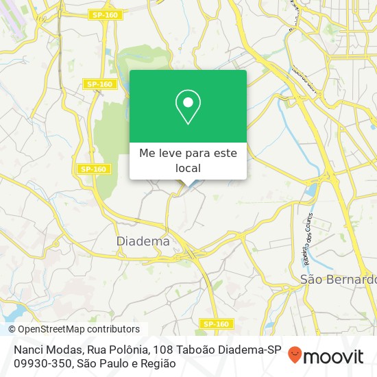 Nanci Modas, Rua Polônia, 108 Taboão Diadema-SP 09930-350 mapa