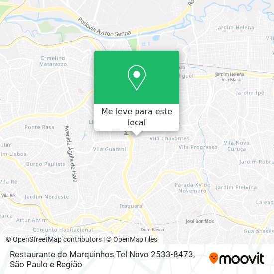 Restaurante do Marquinhos Tel Novo 2533-8473 mapa