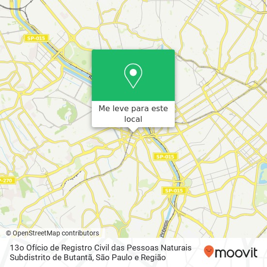 13o Ofício de Registro Civil das Pessoas Naturais Subdistrito de Butantã mapa