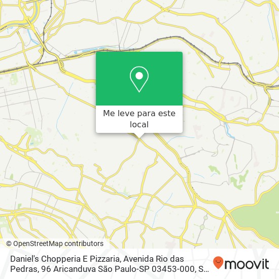 Daniel's Chopperia E Pizzaria, Avenida Rio das Pedras, 96 Aricanduva São Paulo-SP 03453-000 mapa