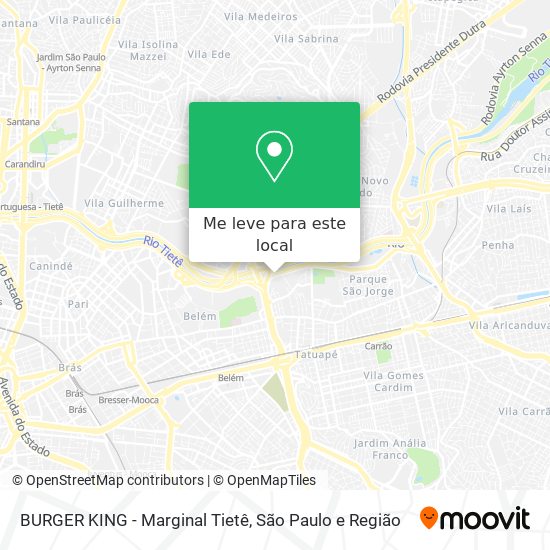 BURGER KING - Marginal Tietê mapa